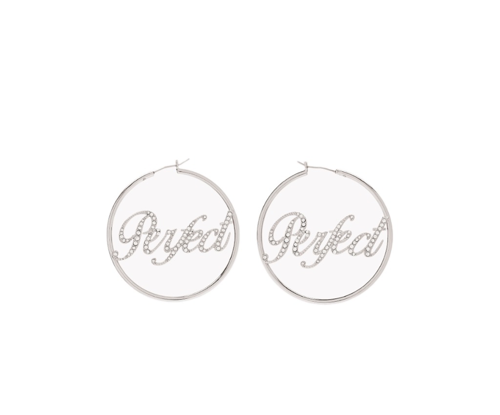 "Perfect"造型耳環 (Silver/Crystal)